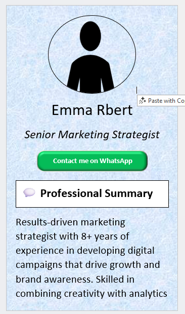 Blue Marble Background CV Template (Mobile + Desktop Versions)